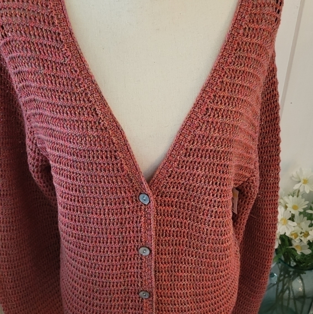 Vince Multicolor Marled Open Knit Button Cardigan - Picture 12 of 12